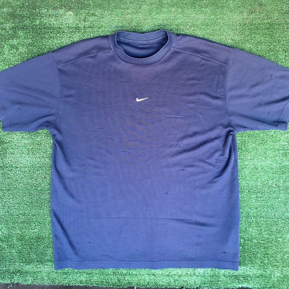 Vintage Y2K Nike Logo Shirt Center Swoosh Navy Athletic Tee